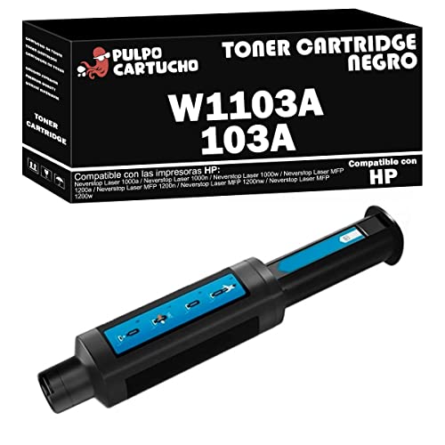 Pulpo Cartucho - Toner W1103A Negro Compatible con HP W1103A / Ref. 103A - Valido para Impresoras Neverstop Laser 1000a / 1000n / 1000w / MFP 1200a / MFP 1200n / MFP 1200nw / MFP 1200w ⭐