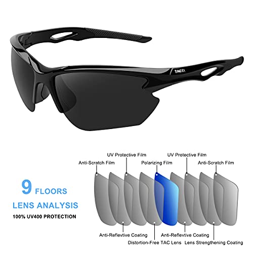 BONDDI Lunette de Soleil Sport Polarisée, Lunettes de Cyclisme Homme Femme pour Cyclisme, Conduite, Golf, Ski, Pêche et Course à Pied avec Protection UV400 et Monture TR90 Incassable - Image 3