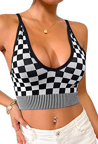 1-3 Pack V Neck Crop Tank Tops for Women Adjustable Spaghetti Strap Tank Tops Cropped Camisole Tops
