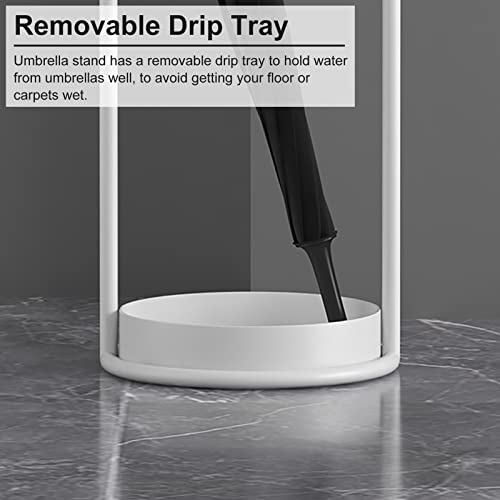 Porte-parapluie portable blanc avec bac collecteur d'eau