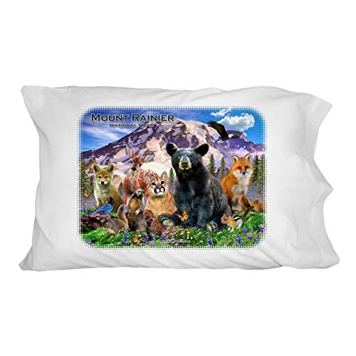 GRAPHICS & MORE Mount Rainier National Park Washington WA Animals Bear Fox Cougar Deer Wolf Novelty Bedding Pillowcase