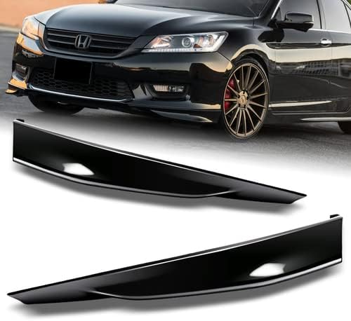 2 Pieces HFP Style Polyurethane Front Bumper Lip Spoiler Splitter Body Kit Trim Protection Compatible with 2013-2015 Honda Accord 4DR Sedan, 2014 (Painted Black)