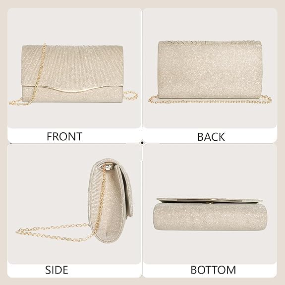 Image of Stvin Clutch Purse for Women, Evening Wedding Handbag Clutches with Crossbody Gold Chain for Girls & Ladies