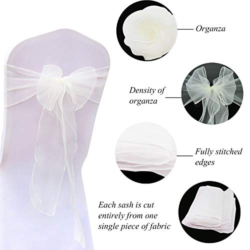 BIT.FLY Pack of 50 Organza Sashes Chair Cover 18 x 275 cm for Parties Weddings, Celebrations (Ivory), 18 x 275cm - Image 3