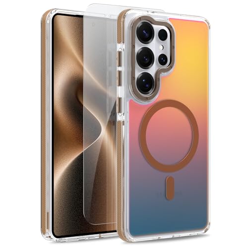 Image of Magnetic Case for Samsung Galaxy S26 Ultra [Compatible with Magsafe] [Cute Fashion Fluorescent Design] [1 Screen Protector] Slim Translucent Matte Case for Galaxy S26 Ultra 6.9 inch, Desert
