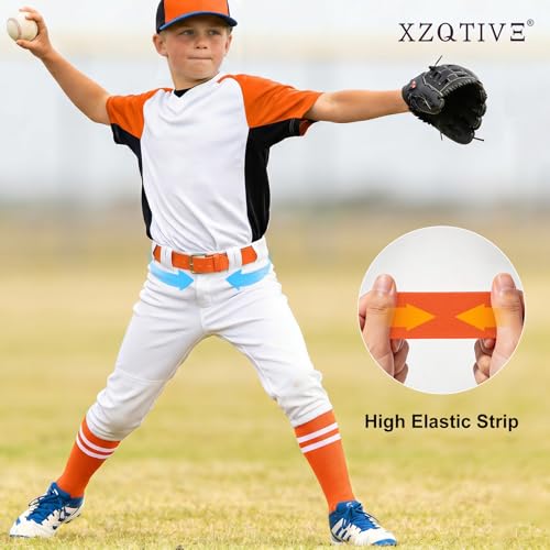 Image of XZQTIVE Baseball Softball Socks and Belt Combo Set Adjustable Softball Socks and Elastic Belt for Kids Youth Adult