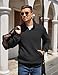 COOFANDY Mens Quarter Zip Pullover Quilted Sweatshirt Knit Long Sleeve Mock Neck Sweater Polo with Pocket A-Black