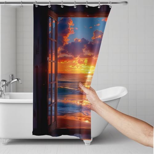 Rideau de douche lavable anti-adhérence avec ourlet lesté polyester imperméable 150x180 - 5
