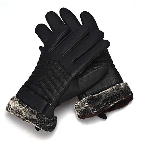 Guantes antideslizantes para hombres negros con forro térmico grueso y resistencia al viento