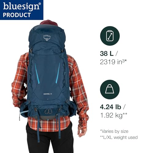 osprey kestrel 38l men39s backpacking backpack atlas blue lxl