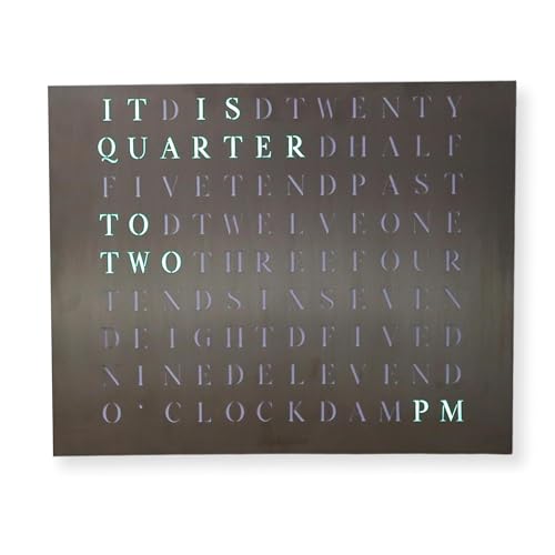 build-yours WordClock Jupiter Stainless Steel - Digital LED Wall Clock - Wortuhr mit gelaserter Edelstahlfront in ENGLISCH | Designer Word Clock for Home and Office