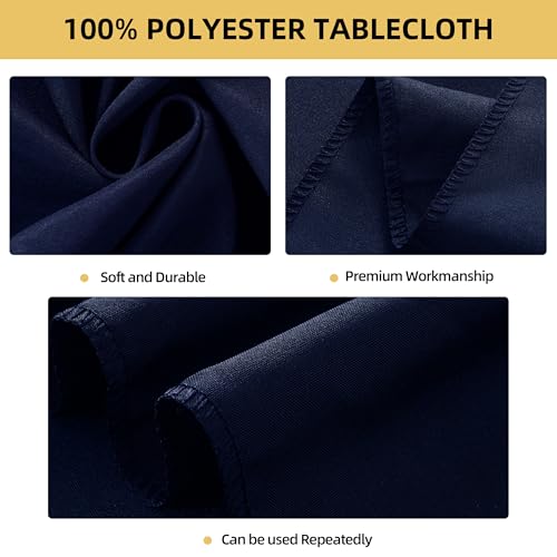 Image of 2-Pack 60x102 inch Navy Blue Table Cloths, Solid Stain and Wrinkle Resistant Oblong Tablecloth, Premium Plain Weave Polyester Fabric Rectangle Table Linen Covers for Hotel, Wedding