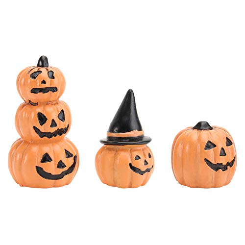 Estatueta de abóbora de resina em miniatura de jardim de fadas de Halloween para decoração de casa d