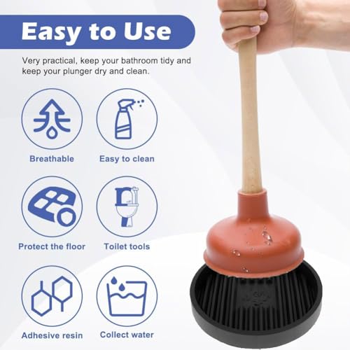 Image of 2 Pcs Black Toilet Plunger Holder Only, Air Drying Tray for Quick Dry, Universal Plunger Holder for Bathroom and Kitchen