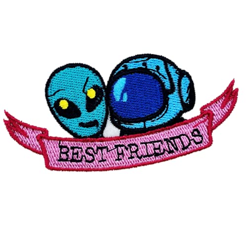 Obokata Embroidered Iron On Patches, Alien & Spaceman Best Friends Applique Patch, Space Badge Universe Sew On Emblem Diy Accessories For Vest Jackets, Clothes, Hats, Backbags & Jeans. #TOP24