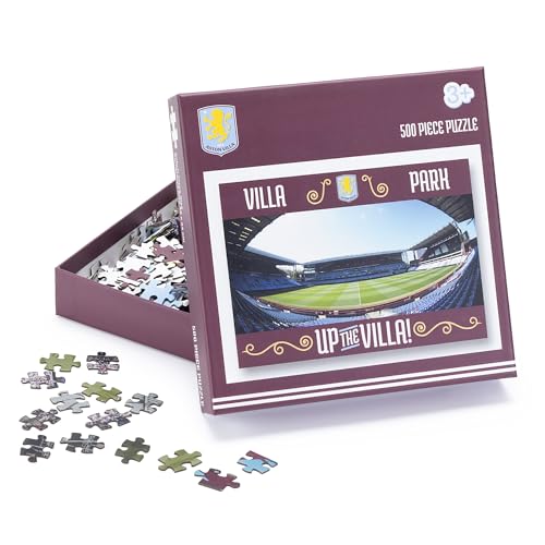 Official Licensed Aston Villa 500 Piece Jigsaw Puzzle of Villa Park, Green, Claret, Sky Blue - Image 2