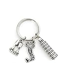 Italy theme keychain. Includes Italy Country, Leaning Tower of Pisa, and glasses with Cheers. Gift for Italian.