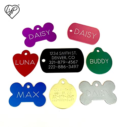 Love Your Pets Classic Pet ID Tags - Personalized Dog ID Tags, Cat Tags - 2 Sided Deep Engraved, Stainless, Brass & Aluminum