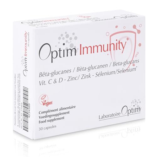 OPTIM Immunity – Immun-Komplex für natürliche Abwehrkräfte – Immunsystem stärken – Vitamin C & D3, Zink, Selen & Beta-Glucane – Veganes Nahrungsergänzungsmittel – 30 Kapseln