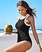 Charmo Womens One Piece Swimsuits Full Coverage Racerback Bathing Suit Wide Strap Modest Swimwear Black
