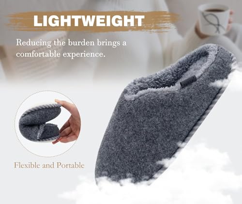 Image of KuaiLu Womens Supportive Memory Foam Slippers Felt Fuzzy Lined Heel Cushion Lightweight House Shoes for Indoor Outdoor
