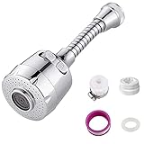 【360 GRADOS】 Tubo universal de acero inoxidable que se puede girar 360 grados y fijar en ángulo. El chorro de agua se puede dirigir fácilmente a cualquier posición del fregadero, lo que lo hace ideal para fregaderos y grifos con caño alto.