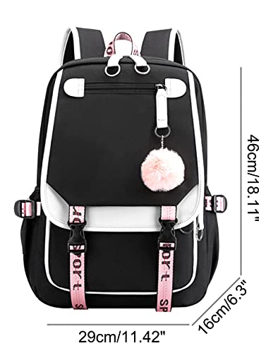 Jiayou Teenage Girls' Backpack Middle School Students Bookbag Outdoor Daypack With Usb Charge Port (21 Liters, White Black) #TOP1
