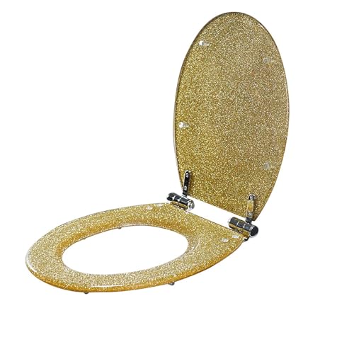 Tapa de Inodoro Alargada de Microfibra, Cierre Suave, Fácil Instalación, Resistente (soporta hasta 150 kg), 36 x 42 cm(Yellow)