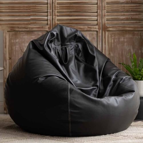 Funda grande para puf de 3.3 pies en piel ecológica sin relleno, para uso en interiores y exteriores, silla de salón para sala de estar, dormitorio, jardín, juegos y noches de cine (color)