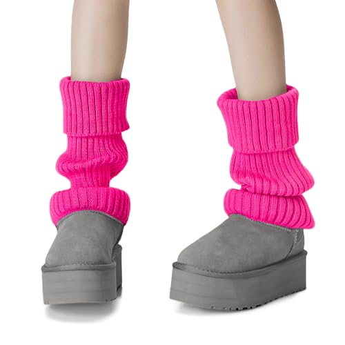 Leg Warmers for Women, Neon Ribbed Leg Socks, Stylish Accessories for 80s 90s Party Sports Yoga