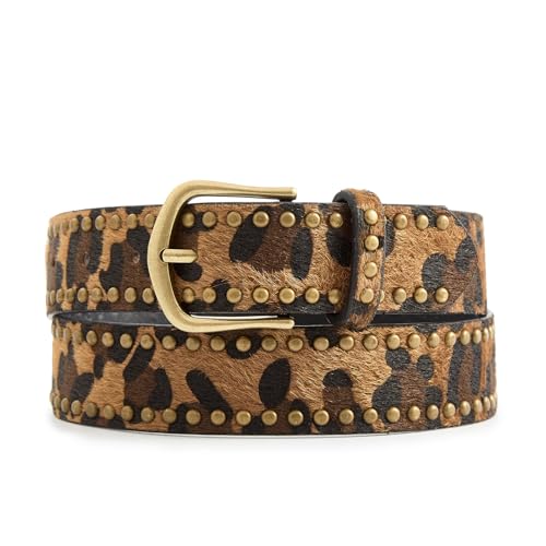 Faux Leather Leopard Belt Fashion Gold Buckle Cheetah Print Belts for Women