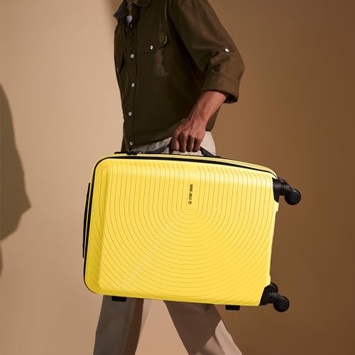 Image of Stony Brook by Nasher Miles Crescent Hard-Sided Polypropylene Cabin Luggage Yellow 20 Inch 55Cm Spinner Trolley Bag