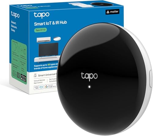 Tapo H110 Infrared Remote Control – Compatible with 18 Types of Devices, Over 8000 Brands, Hub for Sensors Cap, Voice Control with Alexa/Siri, Compatible with Matter, Timer, IR Hub