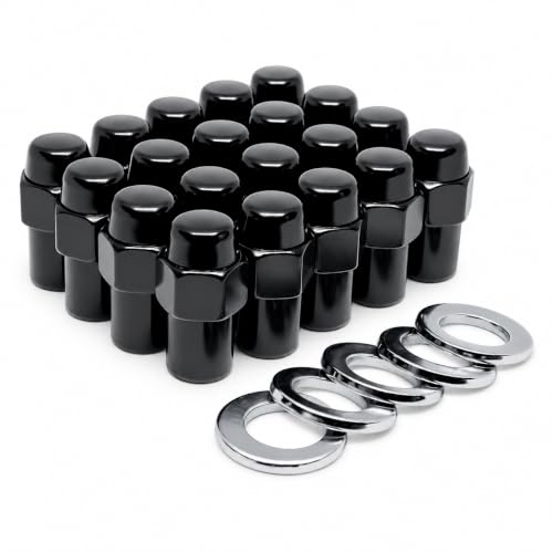 Image of Cragar Standard Mag Lug Nut 1 /2 inch-20 Black with Chrome Offset Washer Set of 24 Pcs