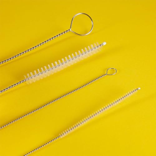 Visxcnu 4 Stück 1 m Flaschenbürste Schlauchbürste, Reinigungsbürste Edelstahl Extra Lange Bürste Schlauchbürste Reinigungsbürste Rohrbürste für Strohhalmrohr, Schlauch, Flaschen, Kühlschrankablauf
