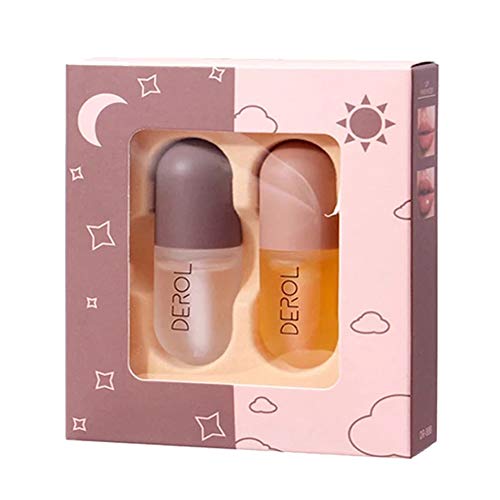 Lip Plumper Set, Natural Lip Plumper and Lip Care Serum, Lip Enhancer for Fuller, Lip Mask, Beautiful Fuller, Hydrating & Reduce Fine Lines,Day&Night