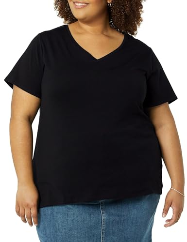 Amazon Essentials Women's Plus Size Short-Sleeve V-Neck T-Shirt, Multipacks4