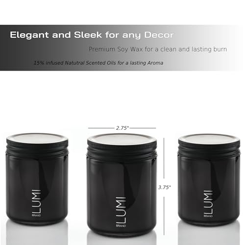 Set of 3 Premium Scented Soy Candles Gift Set | Le Noir Collection - Men’s Cologne, Red Teakwood, Bergamot & Oud | Crackling Wood Wick | Luxury Candles for Relaxation, Home Décor & Gifts | 9.8oz Each - Image 5