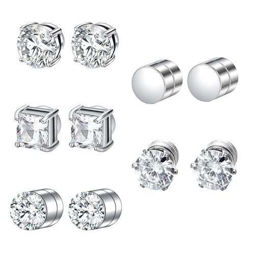 DMNQ 5 Pares Pendientes Iman Hombre - Pendientes Magneticos de Iman - 6 Mm