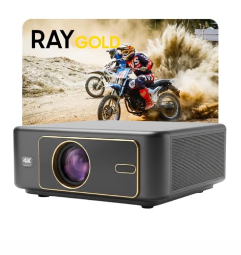 Image of Ray Gold Play Smart Projector with Google TV | 4300 ANSI Lumens and 15000 LED Lumens | 4K Supported | Electric Focus | Auto Keystone | Dual Band WiFi | Bluetooth | Home Theatre Projector