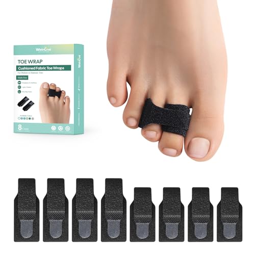 Welnove Hammer Toe Straightener - 8 Pack Broken Toe Wraps - Hammer Toe Corrector for Women - Toe Splints for Crooked Toes, Curled Toes, Bent Toes - (Multi-Size, Black)
