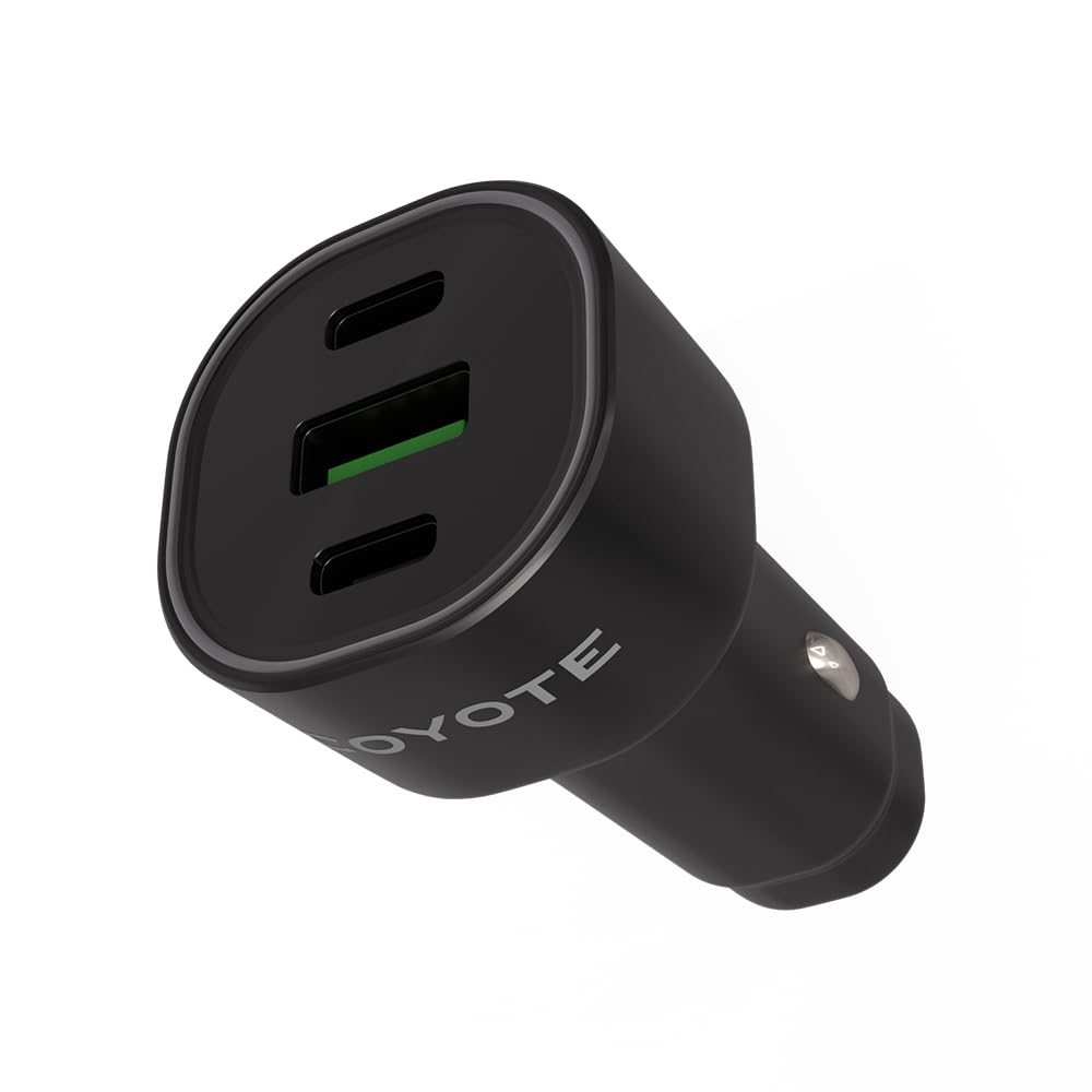 Coyote - Chargeur Allume-Cigare 3 Ports - 2 Ports USB-C et 1 Port USB-A - Compatible Tous Coyote et Smartphones