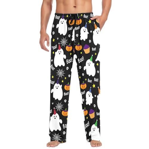 Joyful Spirits Pattern Men's Cotton Pajama Pants with Pockets and Drawstring Comfortable and Stylish,S