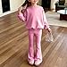 Girls Sweatsuits 2 Piece Set Tracksuit 2025 Trendy Fall Long Sleeve Crewneck Sweatshirt and Sweatpants Jogger Sweatsuit Pink