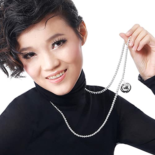 Italy Fashion Women 925 Sterling Silver Bead Necklace Bell and Heart Pendant 4MM 6MM Round Prayer Beads Link Chain 18 "20" 22 "24" 26 "28" 30" 32" 34" Jewelry Gift2
