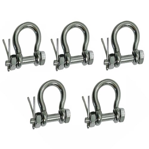 5 Pc 3/16'' Bolt Screw Pin Anchor Shackle Marine Stainless Steel D Ring Bow Rig
