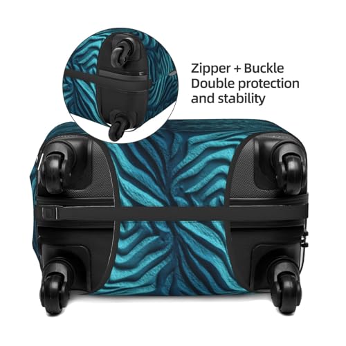 Abstract Zebra Stripes Cyan And Turquoise Elastic Travel Luggage Covers Dustproof Scratch-Resistant Suitcase Protector Fit 22-24 Inch2