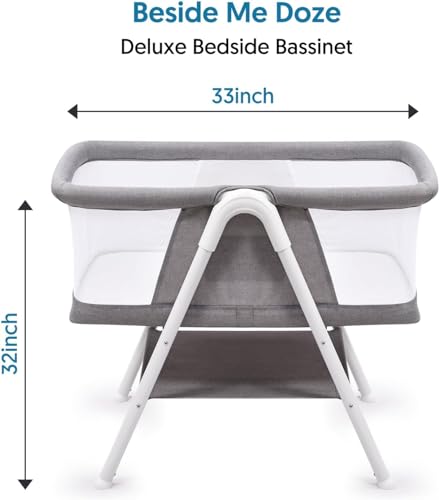 Bellababy Beistellbett Baby,Kinderbet/Bett Bassinet/Kinderreisebett/Babybett/Babywiege/Baby WippeStubenwagen, Einfache Tragbare Krippe, Verstellbare Tragbare Bett für Säugling/Neugeborene (Grau) – Bild 3
