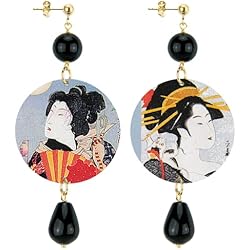 IN LEBOLE Colección The Circle DOR192 Geisha Pendientes de mujer de latón piedra negra…