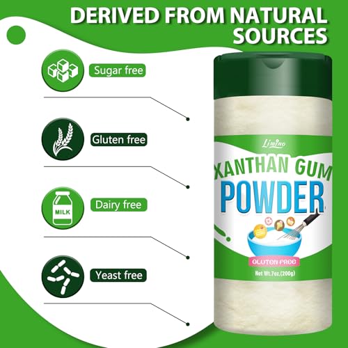 Xanthan Gum Pulver 200g - 100% Reines Lebensmittelqualität Xanthan für Glutenfreies Backen, Verdickungsmittel für die Herstellung von Eiscreme, Kuchen, Saucen, Suppen, Süßigkeiten, Kochen